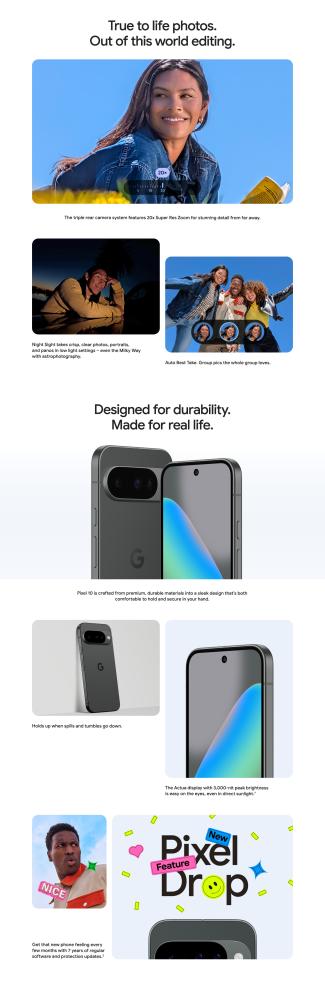 Google Pixel 10 128GB Obsidian | Cellcom